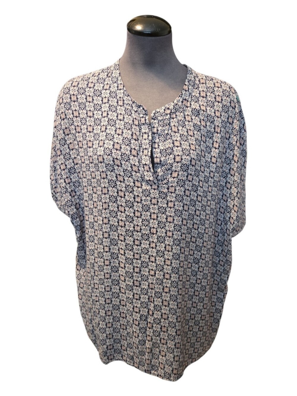 EC Caslon V-Neck Popover Blouse Sz.L